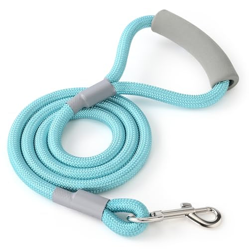 Mile High Life Dog Leash, with Comfortable Padded Handle, Turquoise Nylon Rope Leash with Steel Tips, Heavy Duty 4 Feet Pet Leashes (Turquoise,48 Inches) - color: Nylon Rope - Turquoise, size: 4 Feet