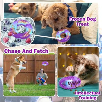 3 Pack TPR Rubber Chew Toys for Puppy, Small Dog & Senior Dog | Stuffable, Freezable Interactive Dog Toys for Treat Dispensing | Soothing Teething, Anxiety Relief & Dental Cleaning