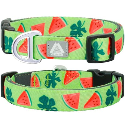 Cute Dog Collar, Summer Watermelon Print Reflective Padded Collar with Soft Neoprene, Adjustable Lightweight Pet Collar for Small Dogs, Puppies,Neck Size 9’’-14’’ (Watermelon, S) - color: Watermelon, size: S (Neck 9''– 14'')