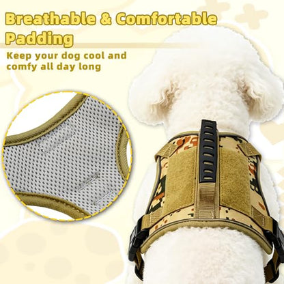 AIITLE Small Dog Harness No Pull, Reflective Adjustable Vest with Handle, No Choke Design, Dual Metal Leash Clips for Walking Training Running Camping, Small Medium Breeds - Camouflage S - color: Camouflage, size: S