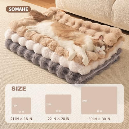Pet Blanket, Reversible Sherpa & Bubble Fleece Pet Throw, Ultra-Soft Plush for Cats & Small Dogs, Machine Washable, Anti-Static, Warm & Cozy,28"×22" Inch White - color: White, size: 28"L x 22"W Inches