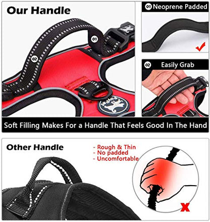 PoyPet No Pull Dog Harness, No Choke Front Clip Dog Reflective Harness, Adjustable Soft Padded Pet Vest with Easy Control Handle for Small to Large Dogs(Red,XS) - color: Red, size: XS