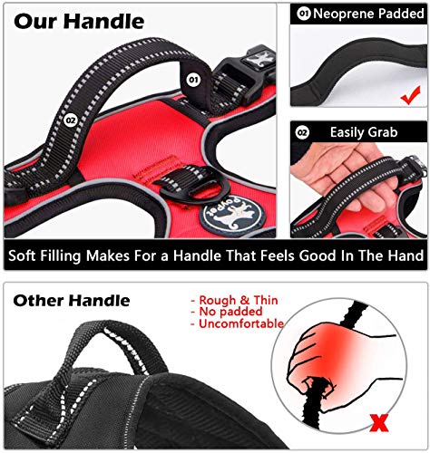 PoyPet No Pull Dog Harness, No Choke Front Clip Dog Reflective Harness, Adjustable Soft Padded Pet Vest with Easy Control Handle for Small to Large Dogs(Red,XS) - color: Red, size: XS