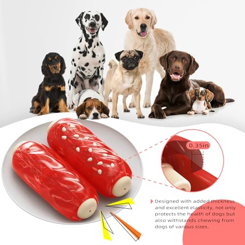 LiuMelinda Dog Chew Toys for Aggressive-Chewers - Indestructible Dog Toy for Aggressive Chewer，Tough Chew Toys for Dogs （Rubber Red Meat Stick） - color: 03-Red Meat Stick