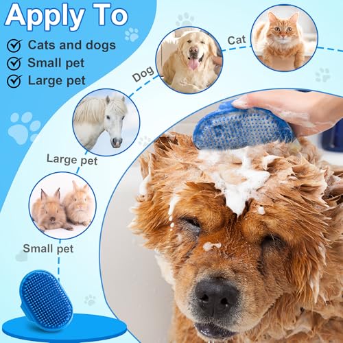 Dog Bath Brush, Premium Rubber Dog Shampoo Brush with Adjustable Ring Handle, Soothing Massage Comb for Long and Short Haired Dogs & Cats - color: Dog Bath Brush with Silicone for Massaging