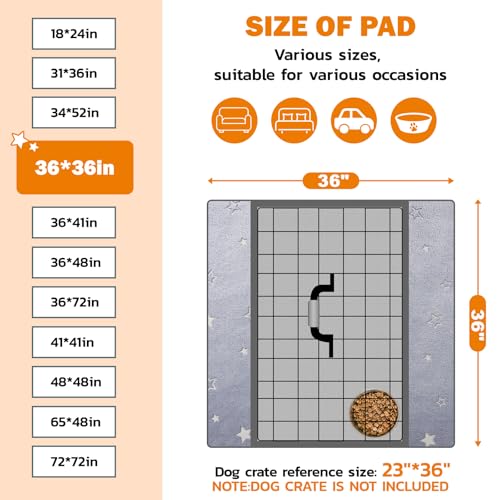 LOOBANI Washable Pee Pads for Dogs, Fast Absorption Reusable Puppy Pads, Waterproof Whelping Mats, Non Slip Training Pet Playpen Mat for Floor, Dog Crate, Grey 2 Pack 36 x 36 in - size: 36x36 in(2 Pack)