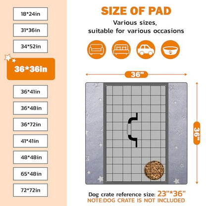 LOOBANI Washable Pee Pads for Dogs, Fast Absorption Reusable Puppy Pads, Waterproof Whelping Mats, Non Slip Training Pet Playpen Mat for Floor, Dog Crate, Grey 2 Pack 36 x 36 in - size: 36x36 in(2 Pack)
