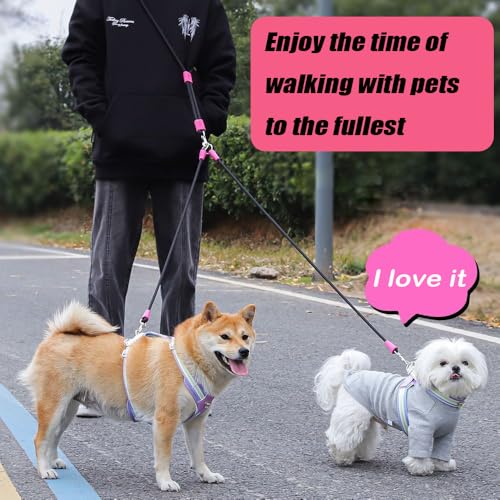 Hands Free Double Dog Leash for Two Dogs, No Tangle 360° Swivel Fit for Small and Medium Breeds, Adjustable Split Leads (Blue(5A Level Pet-Friendly Premium Edition) - color: Blue(5A Level Pet-friendly Premium Edition）