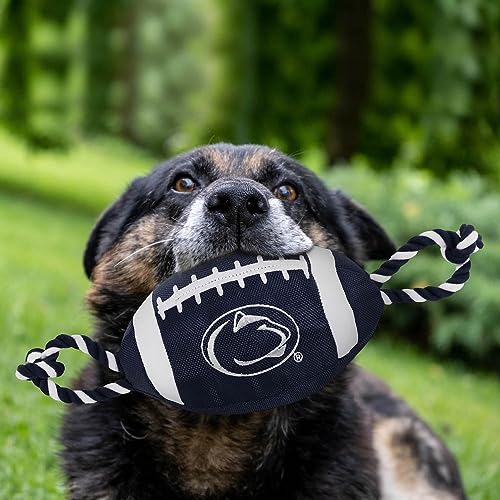 NCAA Penn State Nittany Lions Football Dog Toy, Tough Quality Nylon Materials, Strong Pull Ropes, Inner Squeaker, Collegiate Team Color - color: Penn State Nittany Lions