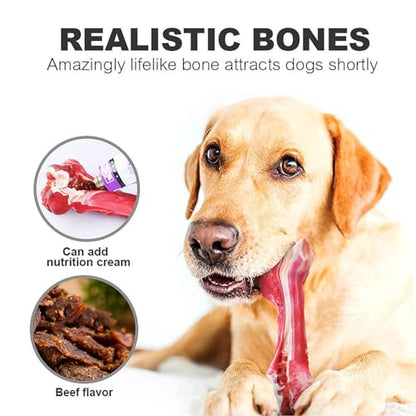 YFL Dog Chew Toys for Aggressive Chewers Large Breed - Tough Rubber Dog Bone with Real Beef Flavor, Durable Puppy Teething Toy for Medium to Large Dogs (L Size)