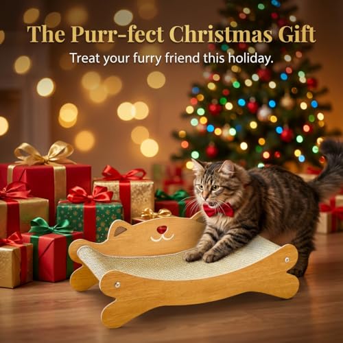 Cat Scratcher Bed for Indoor Cats - Summer Cool Hammock, 23.2″ Large Scratching Lounge with 40 lbs Weight Capacity, Wooden Modern Cat Scratching Post & Pad Furniture - size: Medium -3