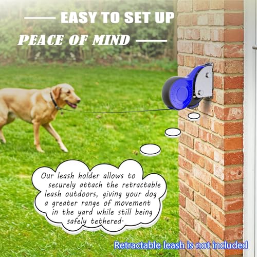 Heavy Duty Retractable Dog Leash Holder,Secure Dog Parking Station for Hands-Free Convenience,Rustproof&Chewproof Wall Mount Hook,Indoor-Outdoor Safety Anchor for All Dog Sizes - size: Standard