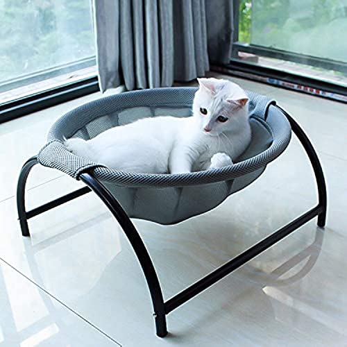JUNSPOW Cat Bed Dog/Pet Hammock Bed Free-Standing Kitty Sleeping Cat Supplies Pet Supplies Whole Wash Stable & Breathable Easy Assembly Indoors Outdoors, 16.9 in x 16.9 in x 9.5 in - color: Grey, size: 16.9"L x 16.9"W x 9.5"Th (Mesh)