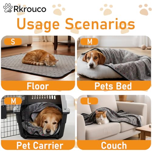 Three Piece Pet Blanket Set for Dogs Cats Soft Comfy Puppy and Kittens Bed Blanket Fluffy Fleece Pets Throw with Cute Patterns (Medium 30x20.5 inch, Gray Dots) - color: Gray Dots, size: Medium-30x20.5 Inch