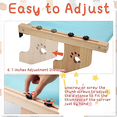 Pinkunn 2 Set Cat Window Sill Perch Adjustable Wood Small Cat Window Hammock Window Seat Cat Bed Windowsill Cat Shelf Indoor Kitty Cat Window Ledge Seat for Bedside Cabinet, Heavy Duty 33 Lbs (Blue)
