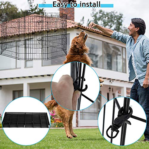 Foldable Puppy Playpen Dog Fence Pet Playpen 8 Panel Metal Portable Indoor Outdoor Pet Exercise Pen Animal Wire Yard Crate Kennel Cat Dog Playpen for Small Medium Large Dogs Pet - size: 42"x8 Panels