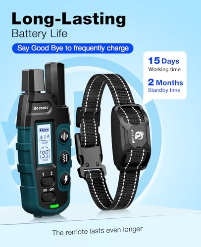 Bousnic Dog Shock Collar - 3300Ft Training Collar with Remote for 5-120lbs Small Medium Large Dogs Rechargeable Waterproof e Collar with Beep (1-8), Shake(1-16), Safe Shock(1-99) Modes (Black) - color: Black