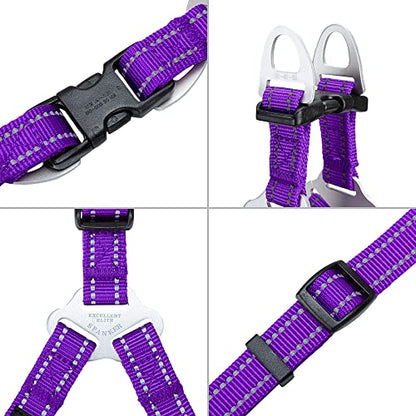 EXCELLENT ELITE SPANKER No Pull Dog Harness Adjustable Nylon Step-in Easy Pet Vest Chest Strap with Reflective and Leash Ring for Small Medium Large Breed Dogs Training Walking(Purple-L) - color: Purple, size: L