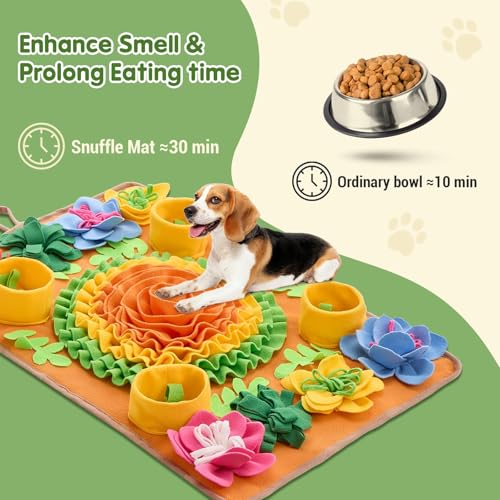 Avont Snuffle Mat for Dogs, Sniff Activity Interactive Sniffing Feeding Puzzle Slow Feeder for Puppies Cats Pets, Stress Relief Foraging Skills Brain Stimulation Enrichment -Floral