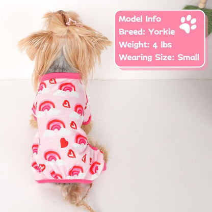 Dog Pajamas for Small Dogs, Soft Thin Pjs Jammies Cat Doggie, Summer Pet Cute Puppy Clothes Outfits Dogs Boy Girl(Red Heart, XS) - color: Red Heart, size: X-Small (Chest 11.8 in)