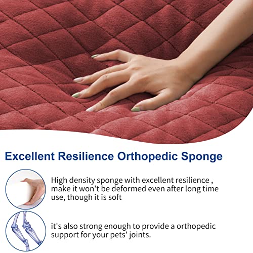 Large Dog Bed, Orthopedic Foam Big Dog Bed Mattress, 40 Inches Joint Relief Pet Sleeping Beds, Non Slip Bottom with Removable Washable Cover, Wine Red - color: Wine Red, size: 40.0"L x 35.0"W x 3.5"Th