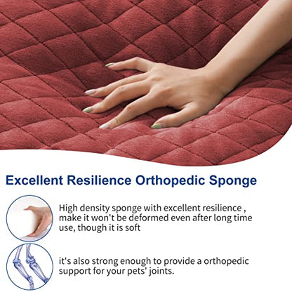 Large Dog Bed, Orthopedic Foam Big Dog Bed Mattress, 40 Inches Joint Relief Pet Sleeping Beds, Non Slip Bottom with Removable Washable Cover, Wine Red - color: Wine Red, size: 40.0"L x 35.0"W x 3.5"Th