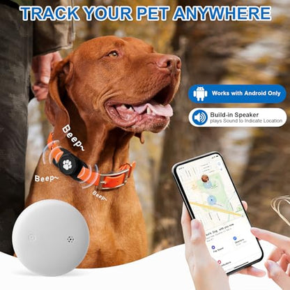 Smart Pet Tracker for Collar - Dog Trackers Pet Location Tracker with Holder, No Monthly Fee, Anti-Lost Tracking Device for Pets, Luggage, Bag Straps, Compatible with Google Android Only(Not for iOS) - color: Black