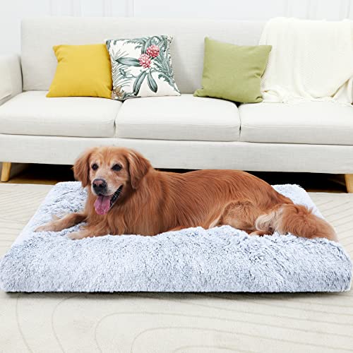 Vonabem XXXL Dog Bed Washable, Large Waterproof Pet Bed with Removable Cover, Jumbo Dog Crate Bed 54 inch, Soft Plush Pet Beds, Anti Anxiety Kennel Pad Grey - color: Grey, size: 54.0"L x 37.0"W x 3.5"Th