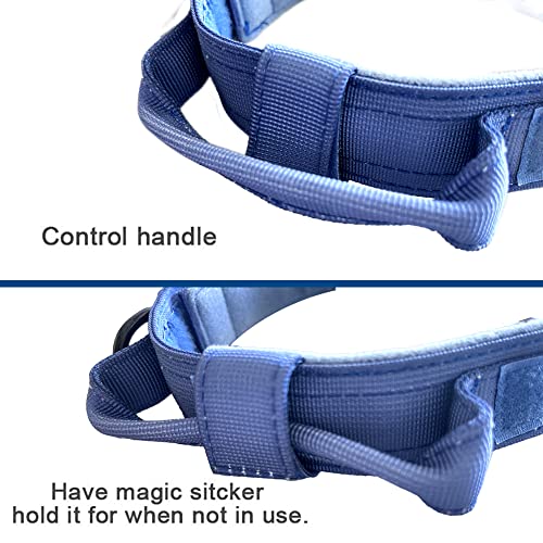 Tactical Dog Collar Adjustable Military Nylon Dog Collar with Control Handle and Heavy Duty Metal Buckle for Medium and Large Dogs (Dark Blue,S) - color: Dark blue, size: Small (Pack of 1)