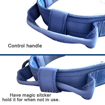 Tactical Dog Collar Adjustable Military Nylon Dog Collar with Control Handle and Heavy Duty Metal Buckle for Medium and Large Dogs (Dark Blue,S) - color: Dark blue, size: Small (Pack of 1)