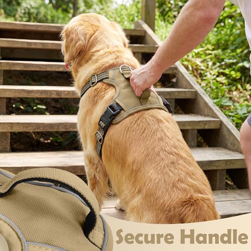 Funfox Dog Harness No Pull, Adjustable Pet Vest Harness, Super Soft Material with Vertical Handle Easy Control, Reflective Night Walking, 2 Leash Clips for Small Sized Dogs, Brown, S - color: Brown, size: Small