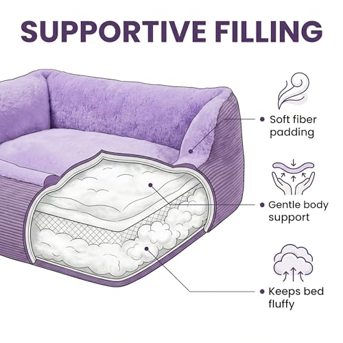 Tiny Dog Bed 18 Inch for Extra Small Dogs, Soft Rectangle Puppy Bed with Plush Surface, Washable Small Pet Bed,Purple - color: Purple, size: 18"x14"x4"