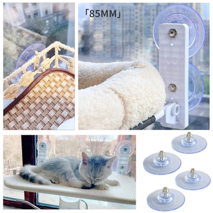 4 Pack Cat Window Perch Suction Cup Replacement with Screws 85mm Sturdy Strong Hanging Holder Suction Cups for Cat Window Perch Cordless Hammock Foldable Cats Bed Seat