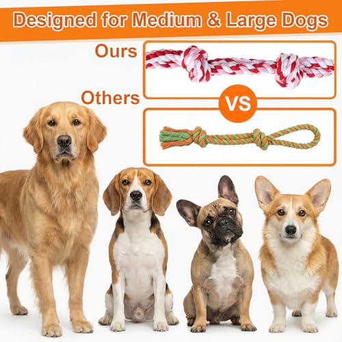 Lemecima Dog Rope Toys for Aggressive Chewers, 9-Pack Heavy Duty Indestructible Cotton Dental Cleaning Chew Toys, Tug of War Interactive Play for Large Medium Breeds