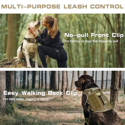 Small Dog Harness, Heavy Duty Tactical No Pull Dog Harness, No Choke, Easy On and Off Pet Vest with Molle System, Adjustable Reflective Dog Vest with Breathable Padded for Walking Hiking Training - color: Khaki, size: S(Neck:16-22",Chest:20-28"),18-35 lbs