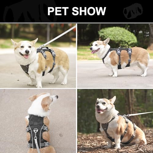 Escape Proof Dog Harness Medium Sized Dog, Reflective No Pull Dog Vest with Handle, Lightweight Full Body Pet Harness Adjustable for Walking,Training(Black,Chest:17-32") - color: Black, size: M: Chest 17-32", Fit 25-55 lbs