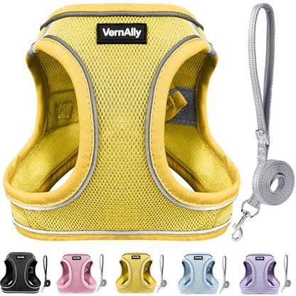 Sparkly Dog Harness Small Sized and Leash Set for Small Dogs Cats,Yellow S Puppy Harness, Step in Soft Dog Reflective Vest, Breathable Mesh Pet Harness. (Yellow, M) - color: Yellow, size: M