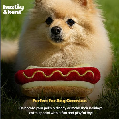 Huxley & Kent Funny Dog Toy w/Squeaker – Power Plush Squeaky Dog Toys for Small, Medium & Large Dogs – Soft Stuffed Animal for Indoor Play & Fetch - Haute Dog, Small - size: Small, style: Haute Dog
