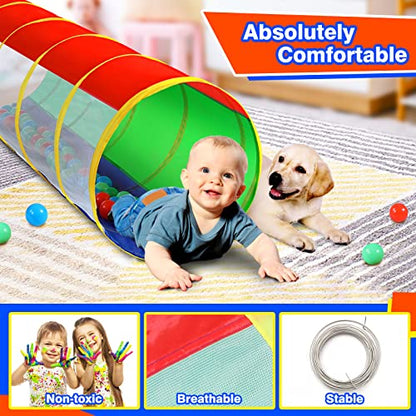 Hoohtoot Kids Crawl Through Play Tunnel, Pop Up Baby Play Tunnel for Toddlers, Game Toy Play Tent for Girl or Dog Cat Pet Tunnel - style: Red, Green and Blue Mesh Tunnel