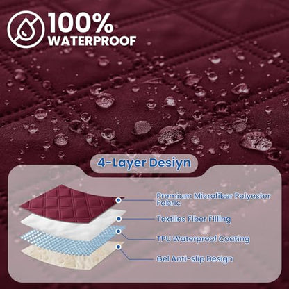 Waterproof Dog Blanket, Non-Slip Soft Pet Bed Cover, Couch Cover for Dogs Washable, Protects Sofa, Furniture, Crate, Car, Tear Resistant Leakproof Pet Blanket Christmas (30x70 Inch, Burgundy) - color: Burgundy, size: 30" x 70" (Pack of 1)