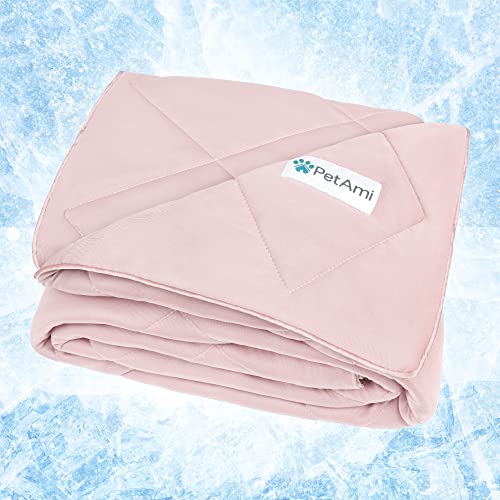 PetAmi Premium Cooling Dog Blanket | Lightweight Fluffy Pet Throw Blanket Bed Cover for Dogs, Cat, Puppies | Pet Blanket Furniture Protector Couch Sofa | Reversible Fuzzy Cozy | 40x60, Pink - color: Pink, size: Large (40x60)