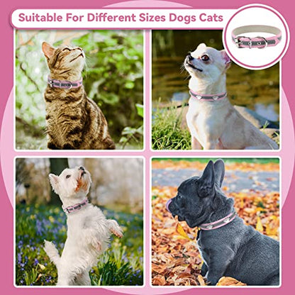 PETCARE Reflective Dog Collar with Cute Paw Rivet Studded Funny Soft PU Leather Adjustable Puppy Dog Collars for Small Medium Large Dogs Cats (Pink,XX-Large) - color: Pink, size: XXL( Neck 17.71"-20.86")