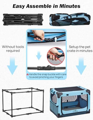 JOYTUTUS Pet Day Special, 26 Inch Collapsible Dog Crate, Steel Frame 8-Bar Foldable Soft Kennel, Portable Travel Crate for Medium Dog Up to 33lbs, Oxford Cat Carrier Fit for Car Travel Indoor Outdoor - size: S (26" L x 18" W x 18" H)
