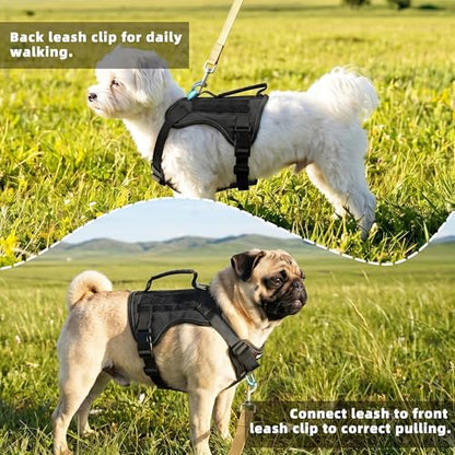 AIITLE Medium Dog Harness No Pull, Reflective Adjustable Vest with Handle, No Choke Design, Dual Metal Leash Clips for Walking Training Running Camping, Small Medium Breeds - Black L - color: Black, size: L
