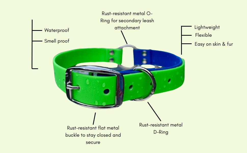 Heavy Duty Waterproof No Smell Dog Collar, Stronger Than Leather, for Active Dogs, Bathing, Dog Parks, Beach, Lake, Trails, Easy on Skin & Fur (Light Blue, Medium) - color: Light Blue, size: Medium