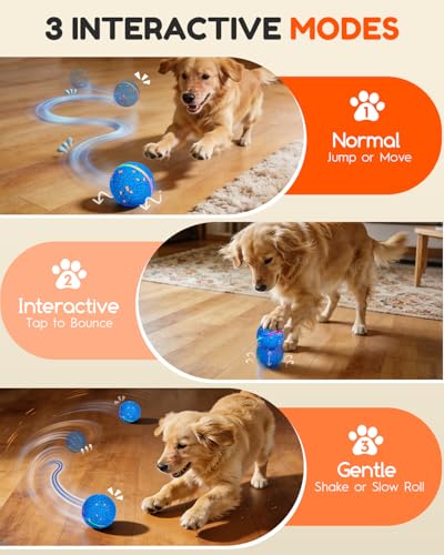 osou Smart Interactive Dog Toys, Automatic Moving Rolling Bouncing Dog Ball for Medium & Large Dog Breeds, E-TPU Durable & Waterproof, with Irregular Motion to Encourage Active Play - color: Blue