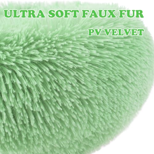 otoez Kitten & Puppy Extra Small XS Round Dog & Cat Anti Anxiety Plush Pet Calming Donut Bed with Non-Slip Waterproof Bottom, Washable (15.7", Green) - color: Green, size: 15.7"