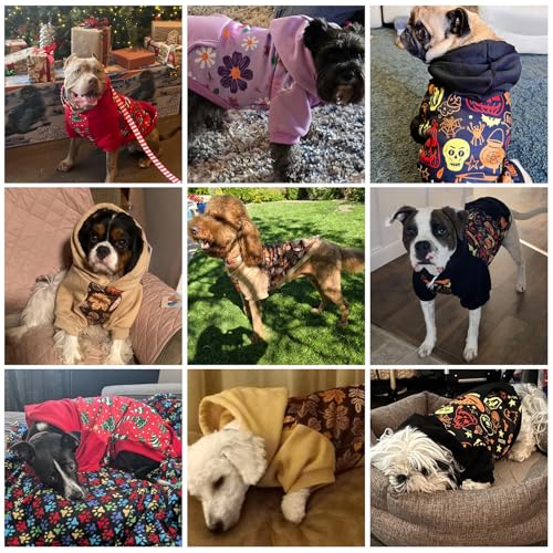 KOOLTAIL Halloween Dog Hoodie Pumpkin Costume Outfit for Small Medium Large Dogs, Soft Fall Pet Sweater Hat Hooded Sweatshirt, Clod Weather Coat, Warm Clothes with Leash Hole and Pocket Male/Female M - color: Halloween Pattern, size: Medium