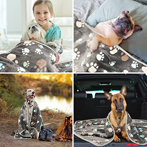 Dono 1 Pack 3 Dog Blankets, Soft Fluffy Fleece Pet Blanket Warm Sleep Mat Paw Print Design Puppy Kitten Throw Blankets Doggy Blanket for Dogs - color: Gray Paw, size: S(23*16")
