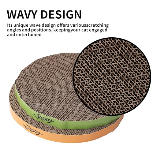 Round Cat Scratcher Replacement Pads -Circle Scratcher Pad Cardboard Cat Scratchers Refill 10 inch Diameter 7/8 inch Thickness(Green and Yellow Cardboard 2PCS) - color: Green and Yellow cardboard 2PCS